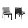 Cayman - Outdoor Patio Dining Chairs In Aluminum With Gray Cushions - (Set Of 2)