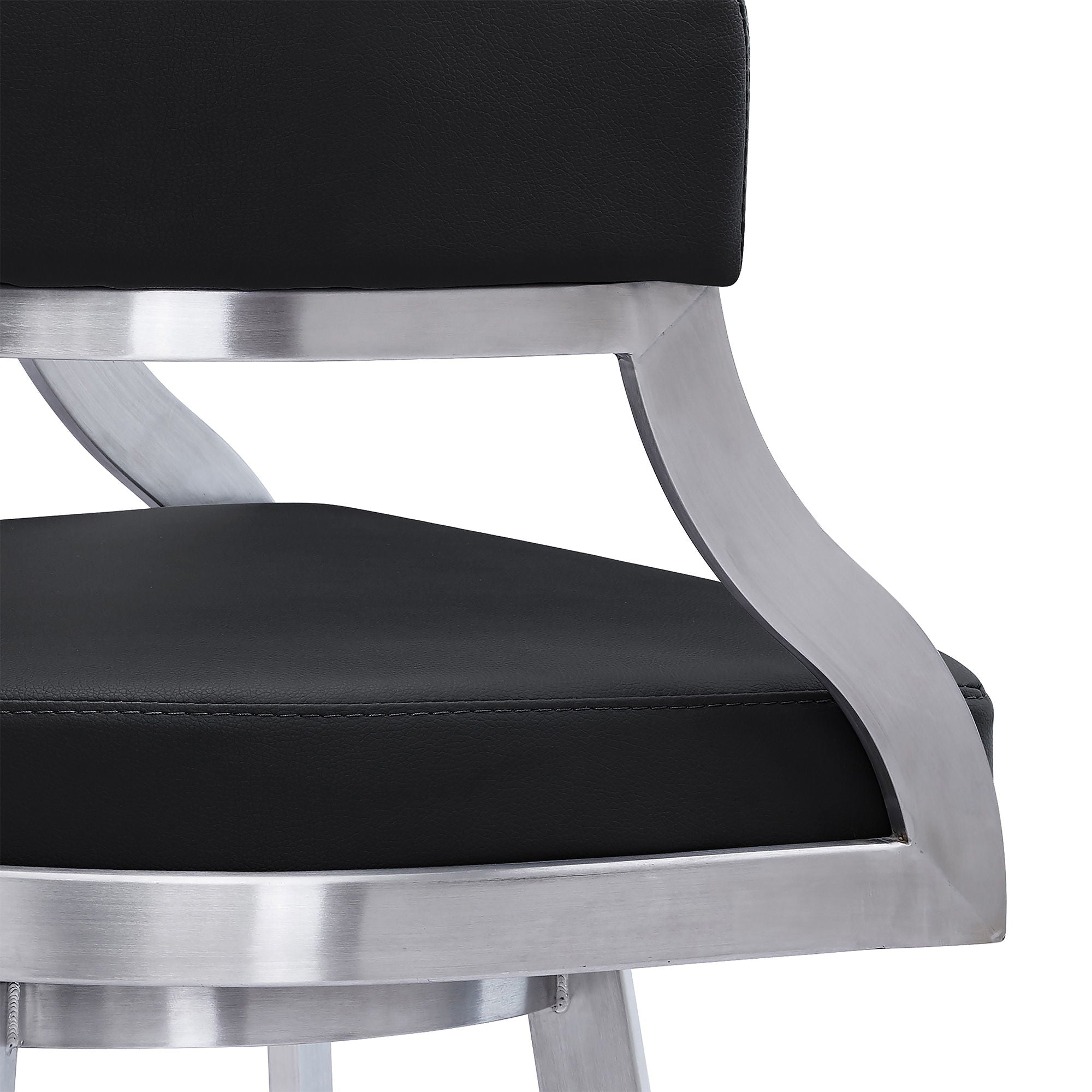 Dione - Swivel Faux Leather And Brushed Stainless Steel Bar Stool