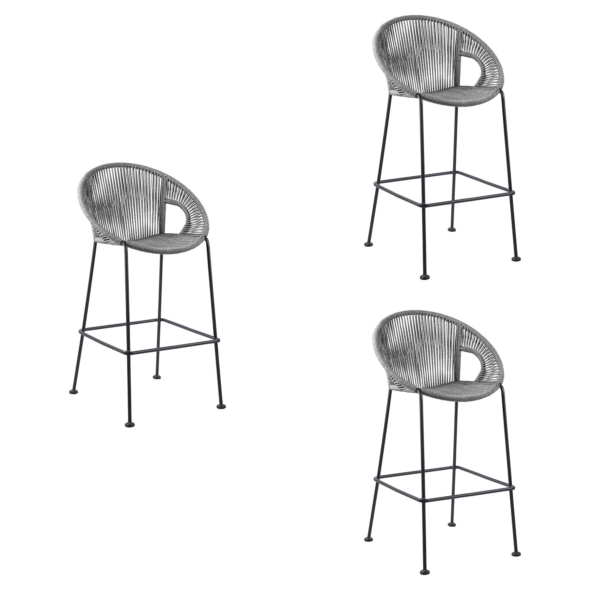 Acapulco - 30" Indoor Outdoor Steel Bar Stool With Rope Set of 2