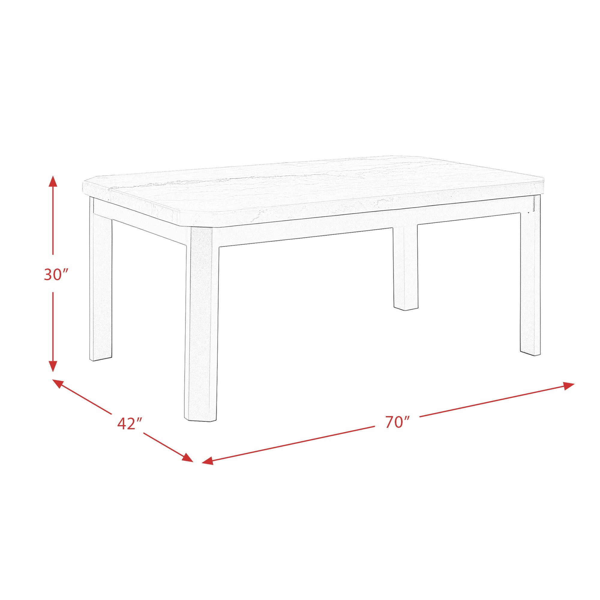 Francesca - Rectangular 5 Piece Gray PU Chairs Dining Set, Table & Four Chairs - Gray Marble