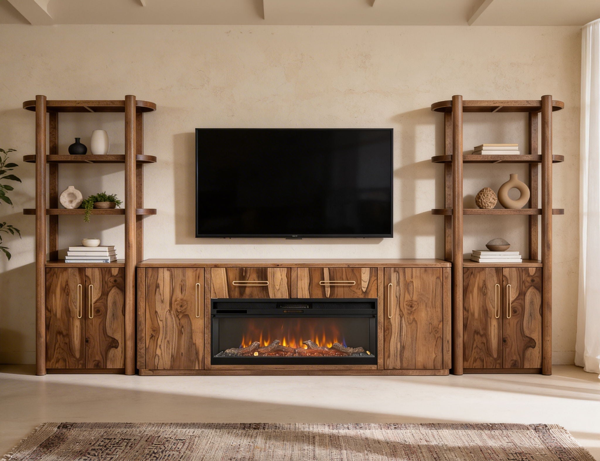 Balam - 80" TV Stand For Fire Place - Light Brown