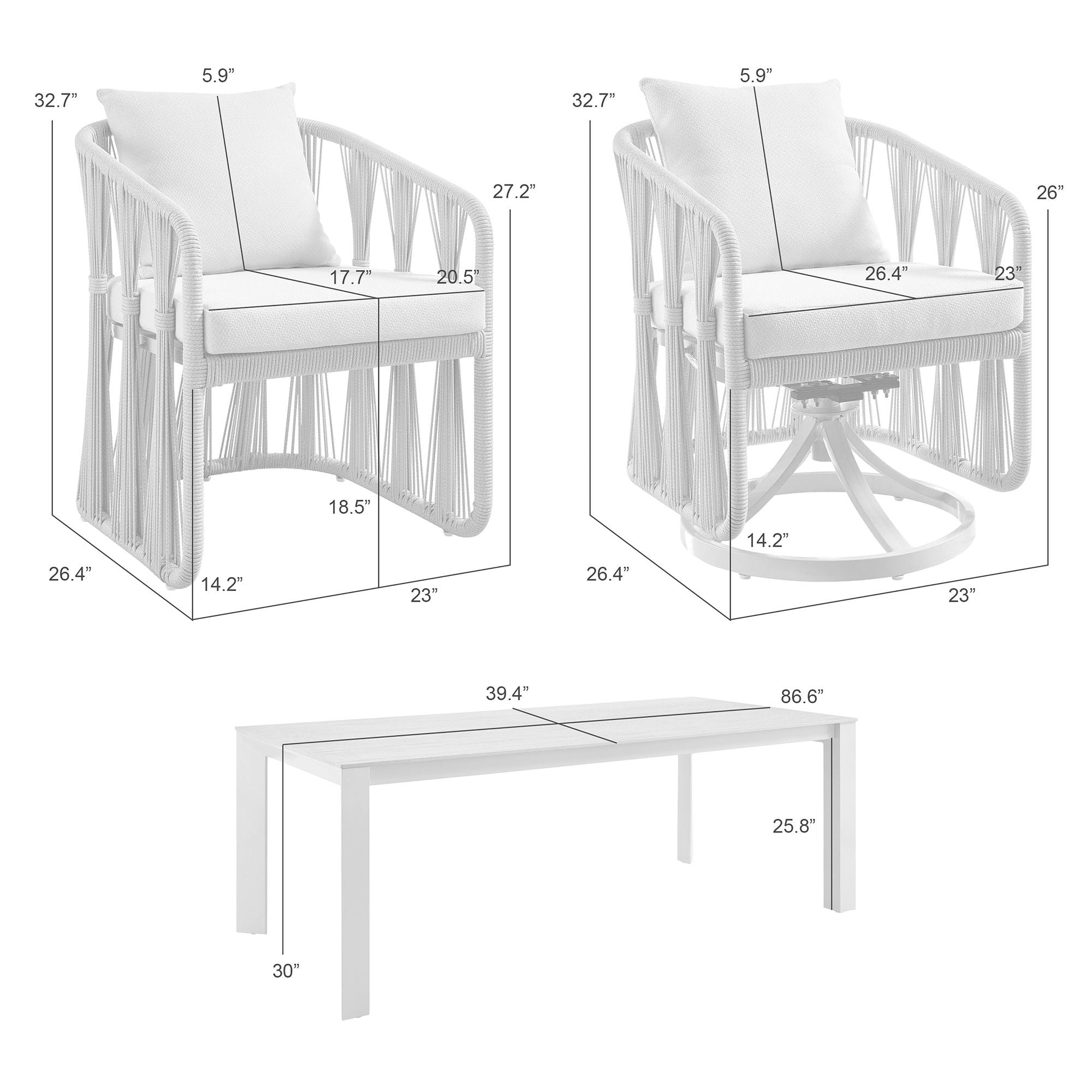 Breeze - Powder Coated Rectangle Metal Outdoor Dining Set With Cushions