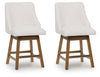 Cabalynn - Upholstered Swivel Barstool (Set of 2) - Oatmeal / Light Brown