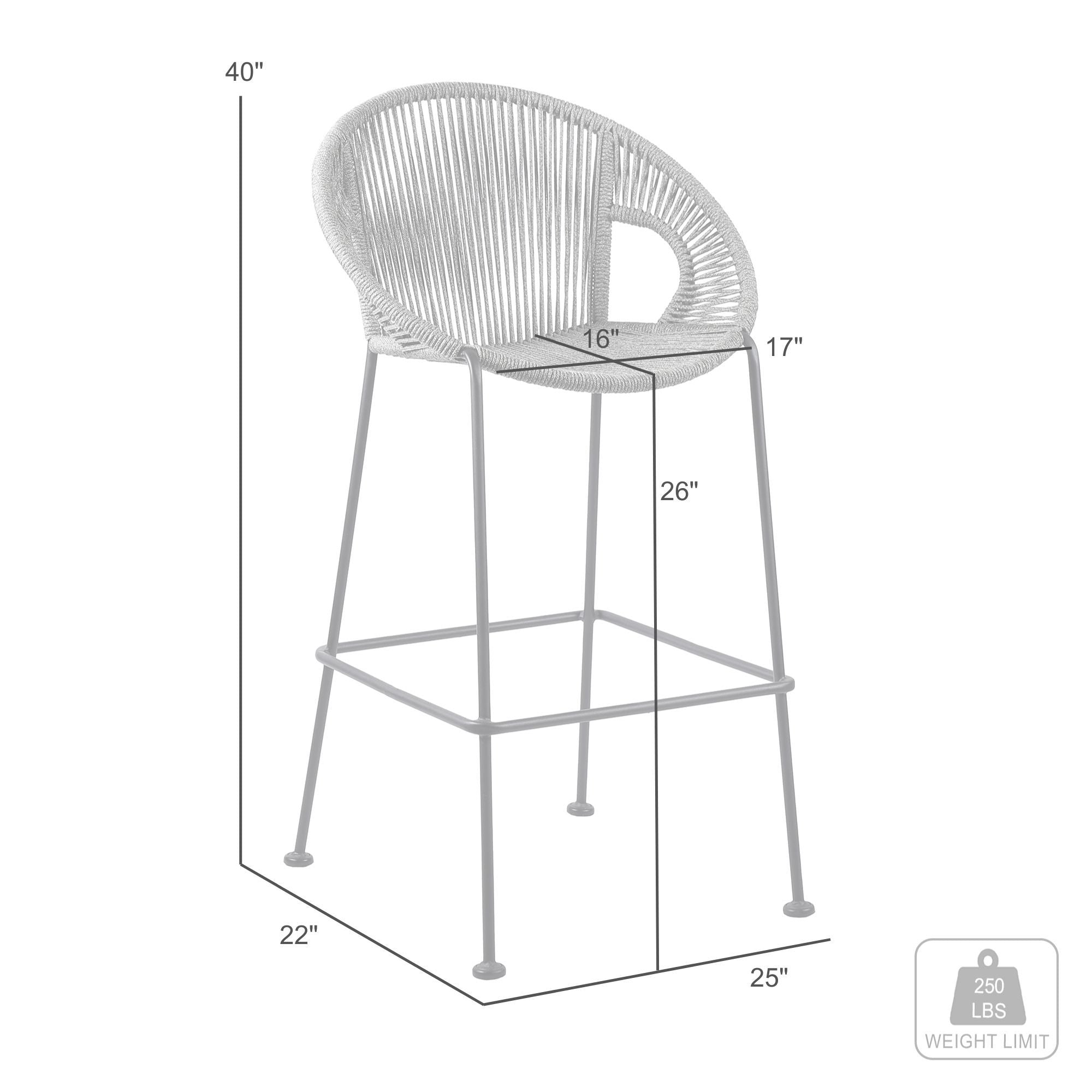 Acapulco - Indoor Outdoor Steel Bar Stool With Rope Set