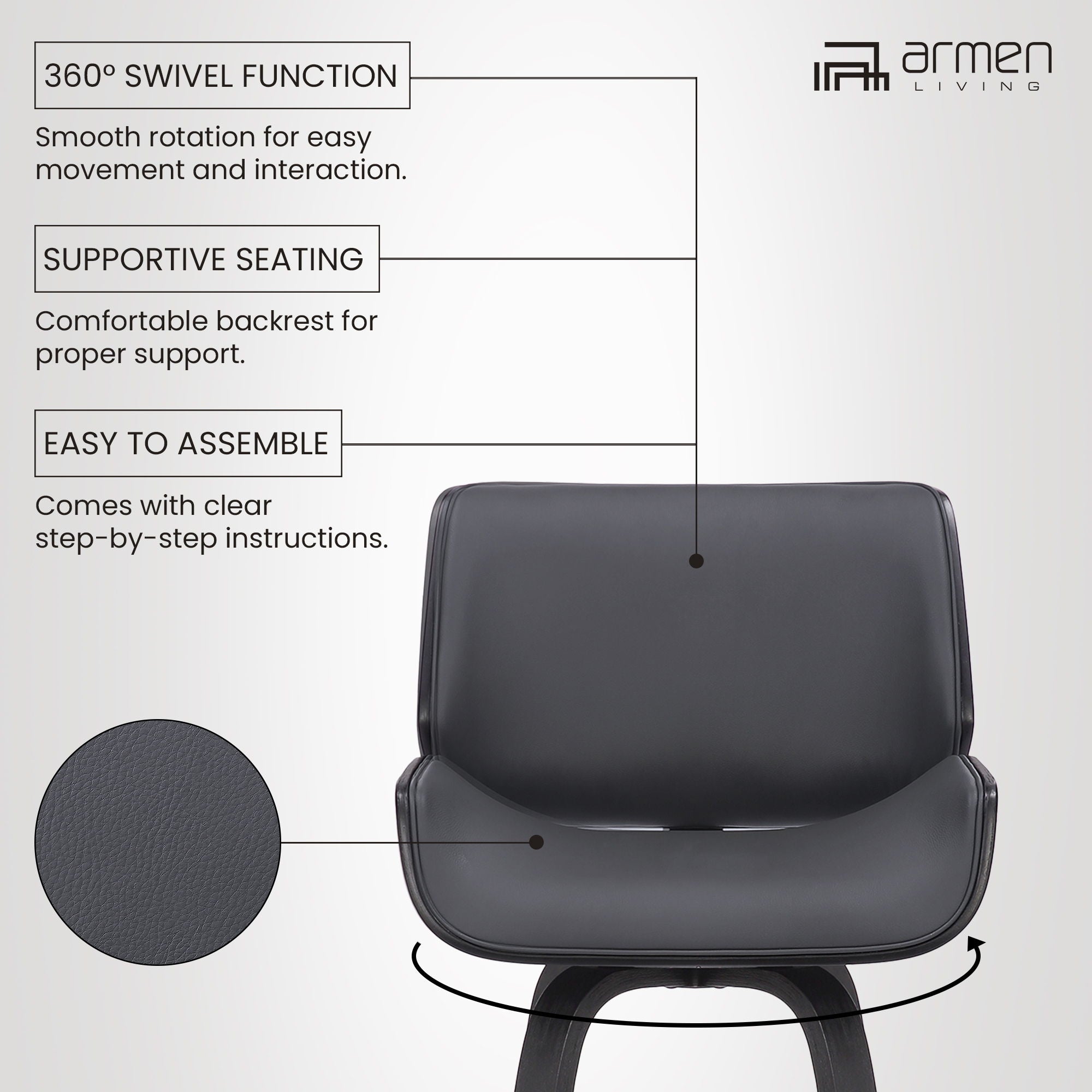 Tyler - 30" Bar Height Swivel Bar Stool With Black Frame