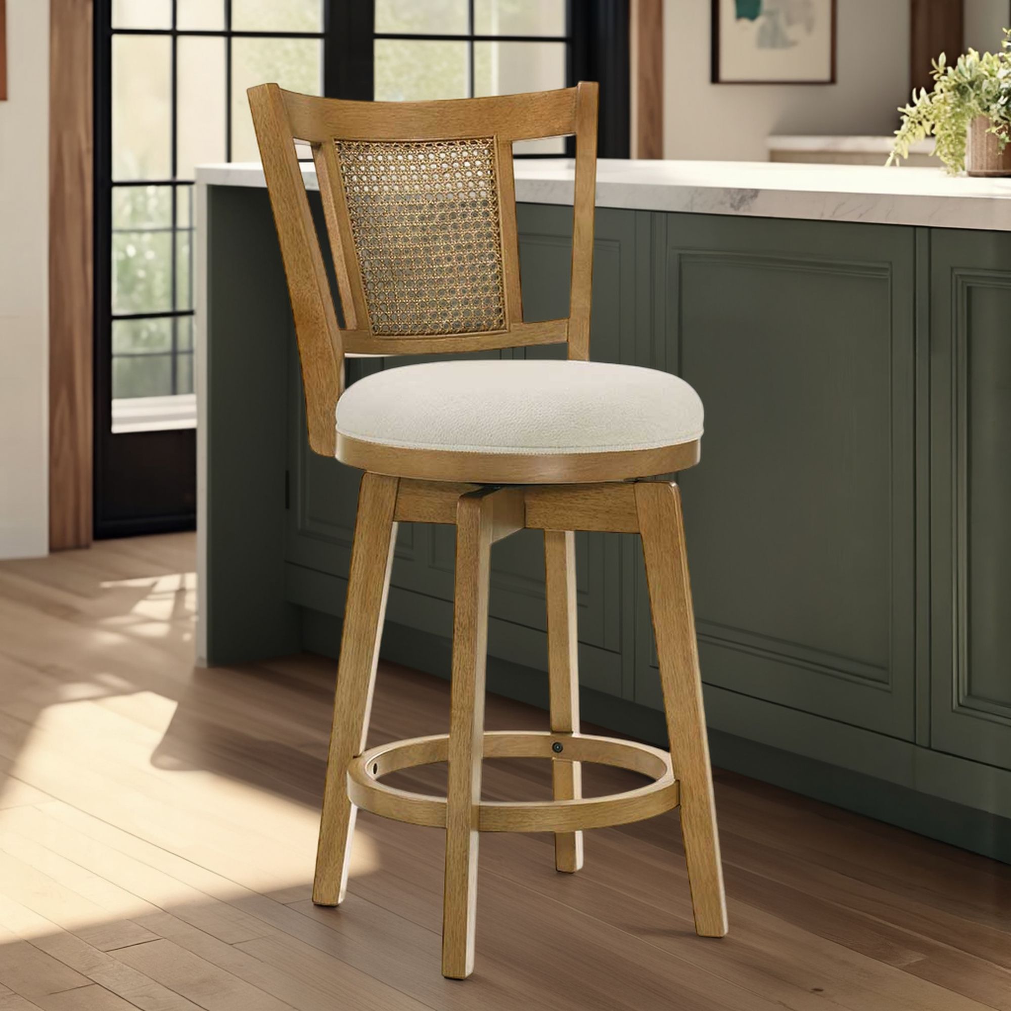 Isla - 26" Amber Glow Counter Height Rubberwood Swivel Barstool