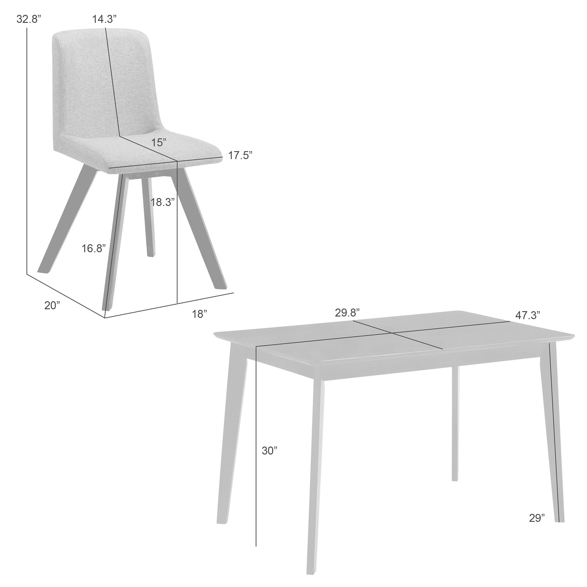 Gina - 5-Piece Rectangular Dining Set With Upholstered Chairs