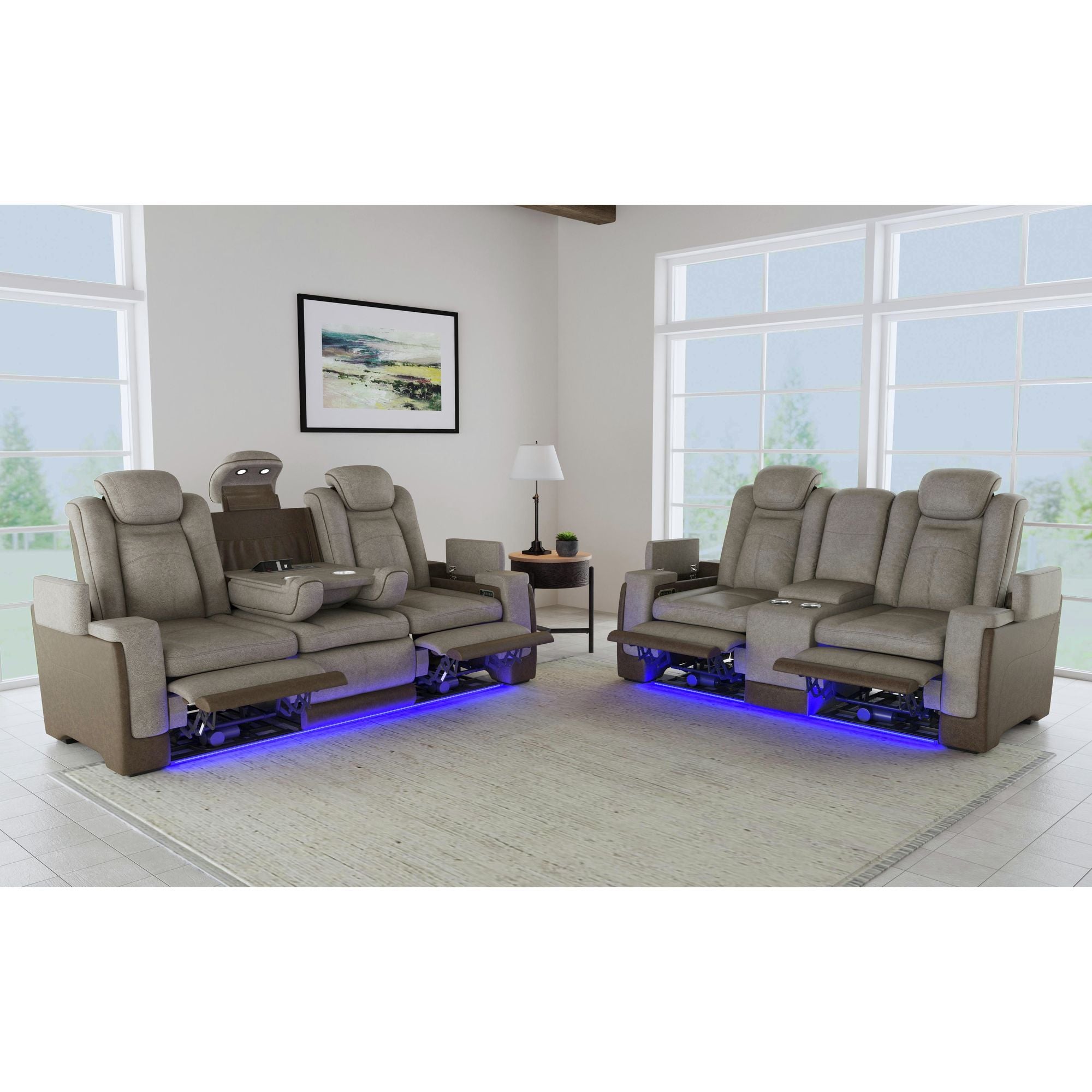 Lantana - Power Motion Loveseat With Power Headrest, LED, And Console