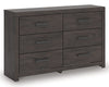 Prendonea - Six Drawer Dresser - Charcoal