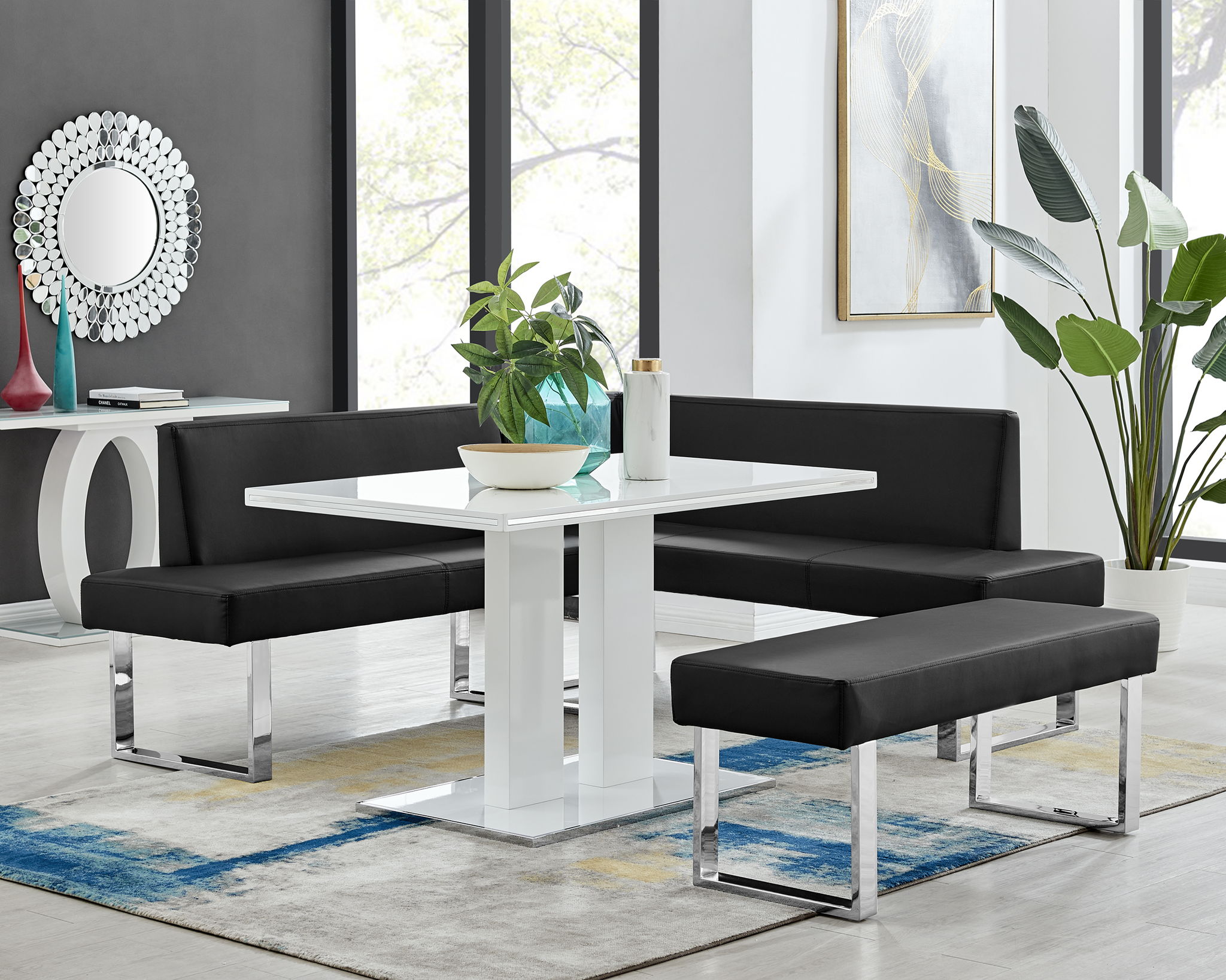Amanda - 3 Piece Rectangular Dining Set - Black