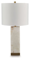Linderfield - Alabaster Table Lamp - White / Gold Finish