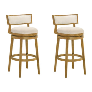 Noely - Modern Farmhouse Swivel Wood Bar Height Kitchen Bar Stool