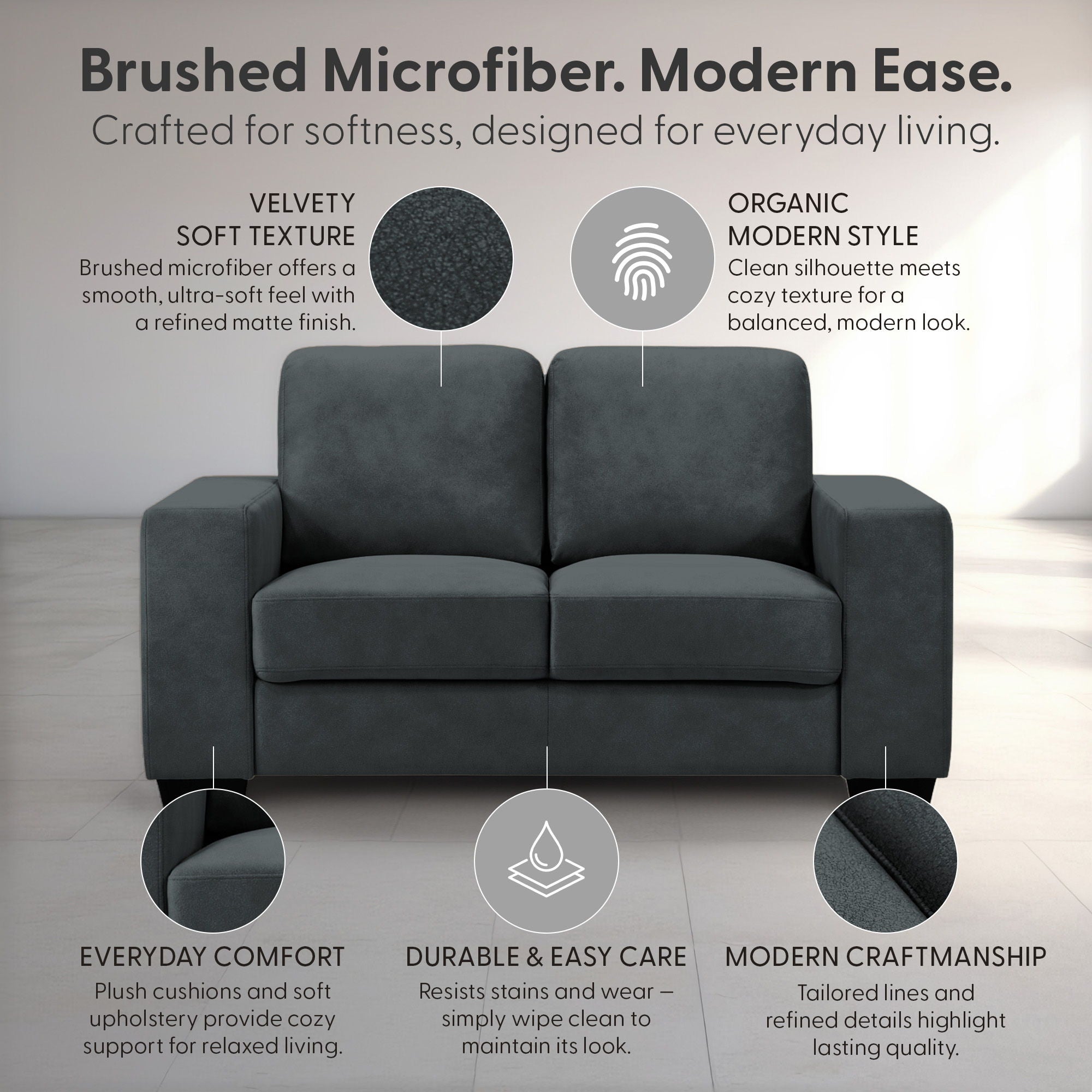 Yvonne - Fabric Loveseat With Track Arms