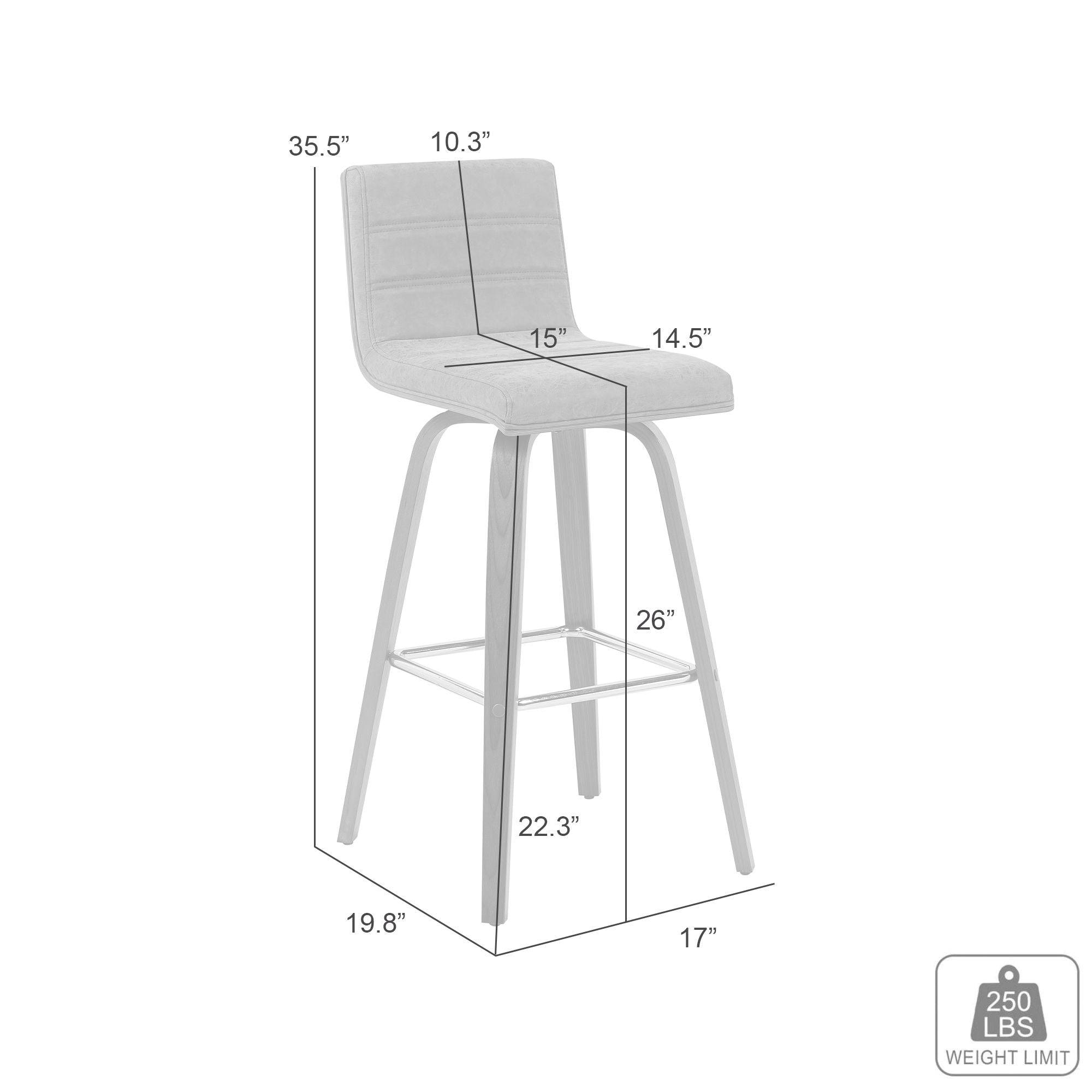 Vienna - Modern Counter Height Swivel Bar Stool - Patterned Oak Wood Frame