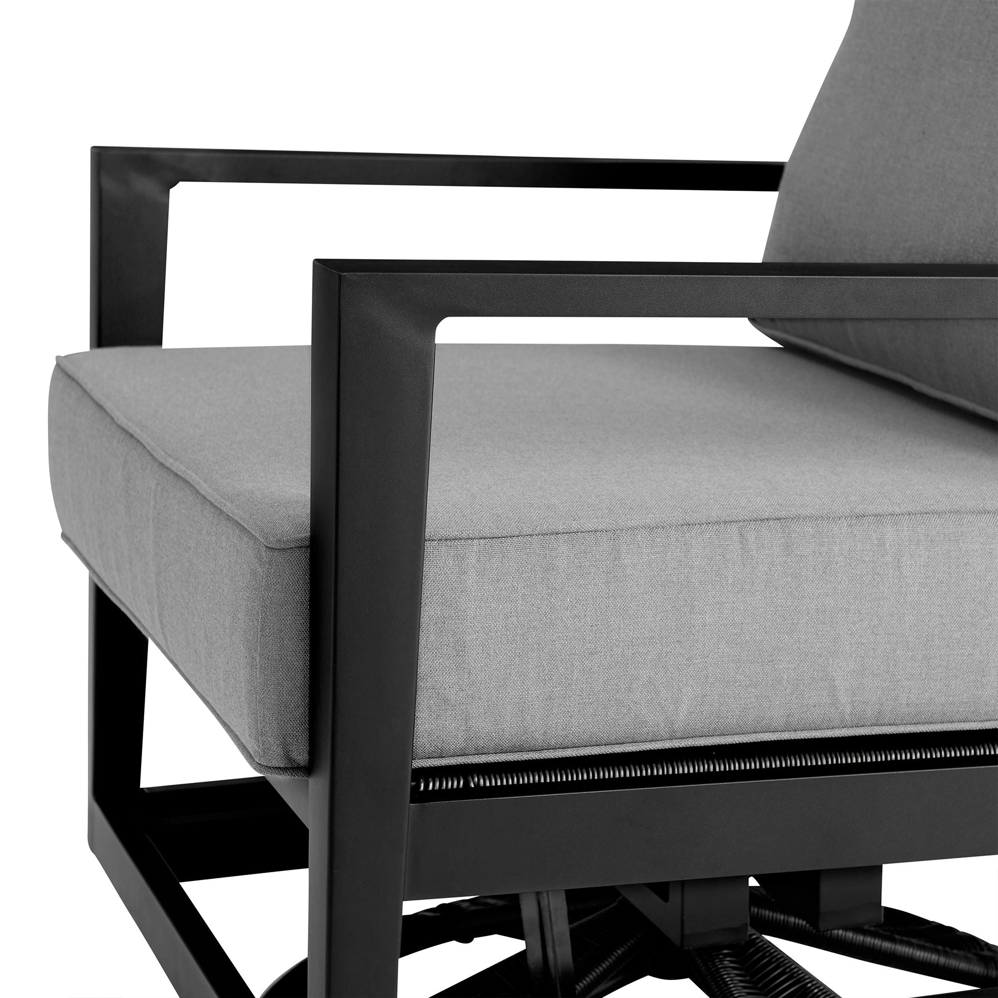 Cayman - Black Aluminum Outdoor Swivel Glider Chair With Cushion - Black / Dark Gray