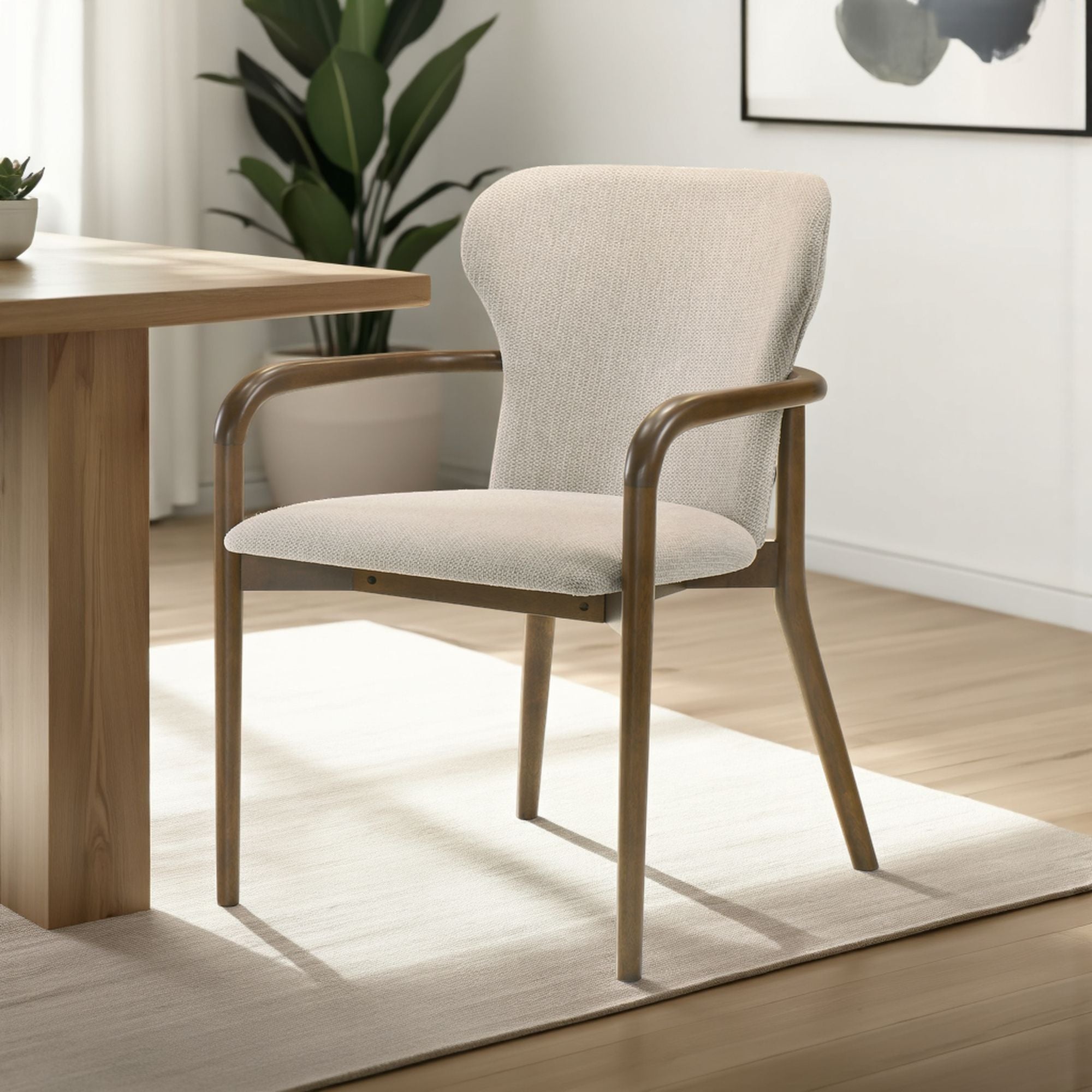 Klarissa - Dining Chair - Cream / Walnut