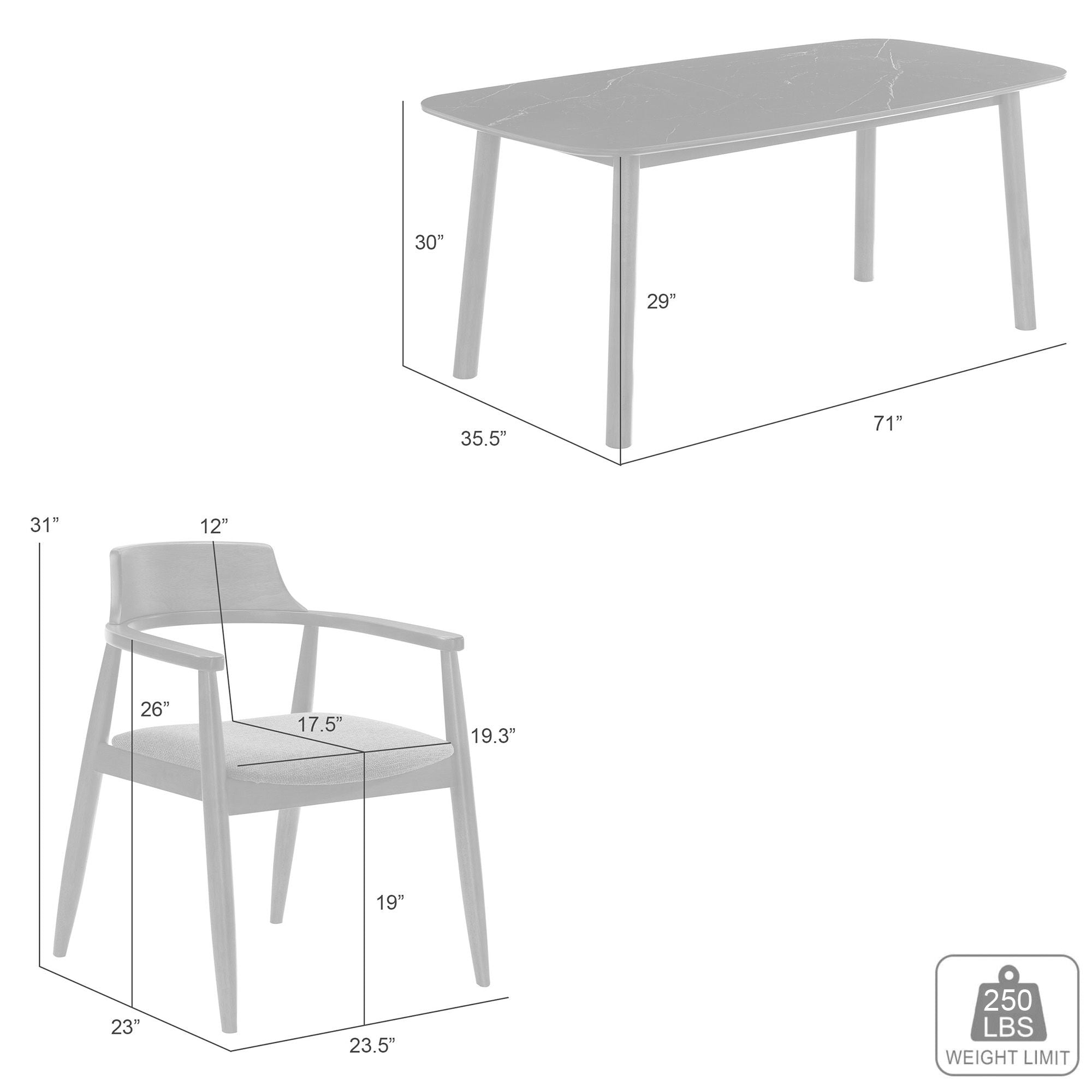 Emorie - 7-Piece Wood Dining Set - Walnut