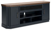Landocken - XL TV Stand W/Fireplace Option - Brown / Blue