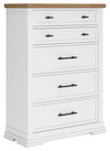 Ashbryn - Five Drawer Chest - White / Natural
