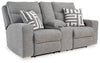 Biscoe - Power Reclining Loveseat With Console /Adj Headrest - Pewter
