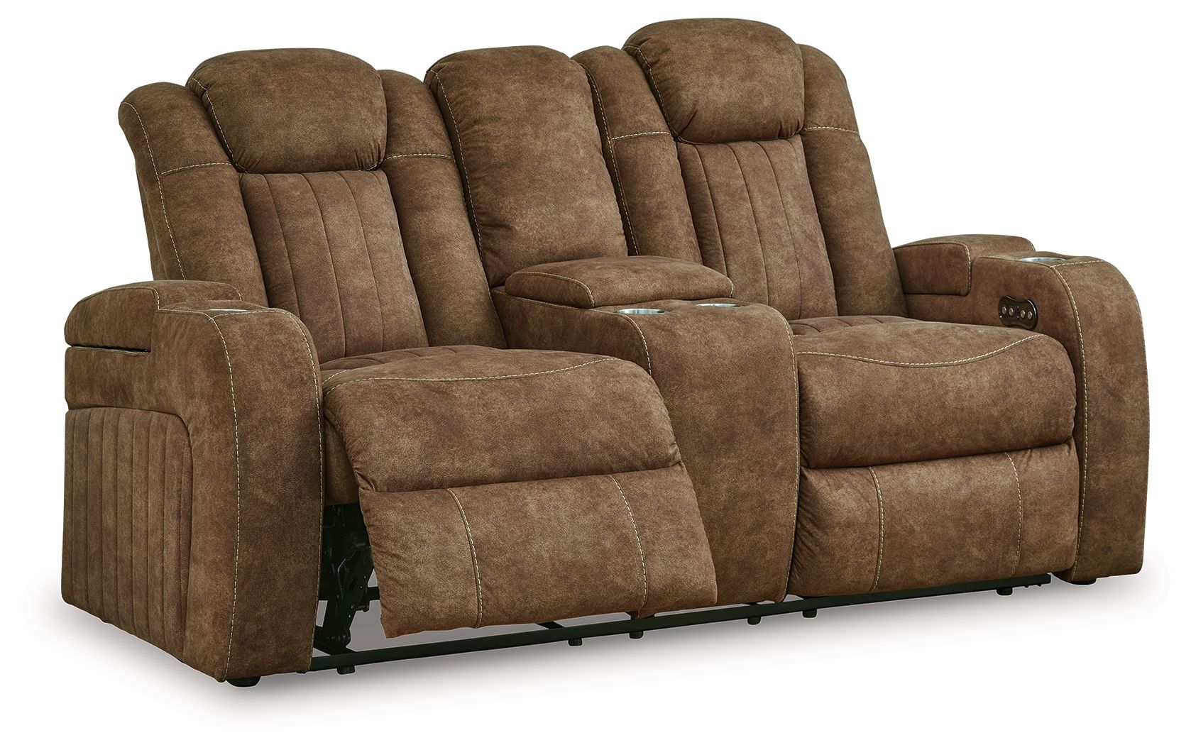 Wolfridge - Power Reclining Loveseat With Console /Adj Hdrst - Brindle