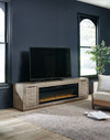 Krystanza - TV Stand with Wide Fireplace Insert - Weathered Gray