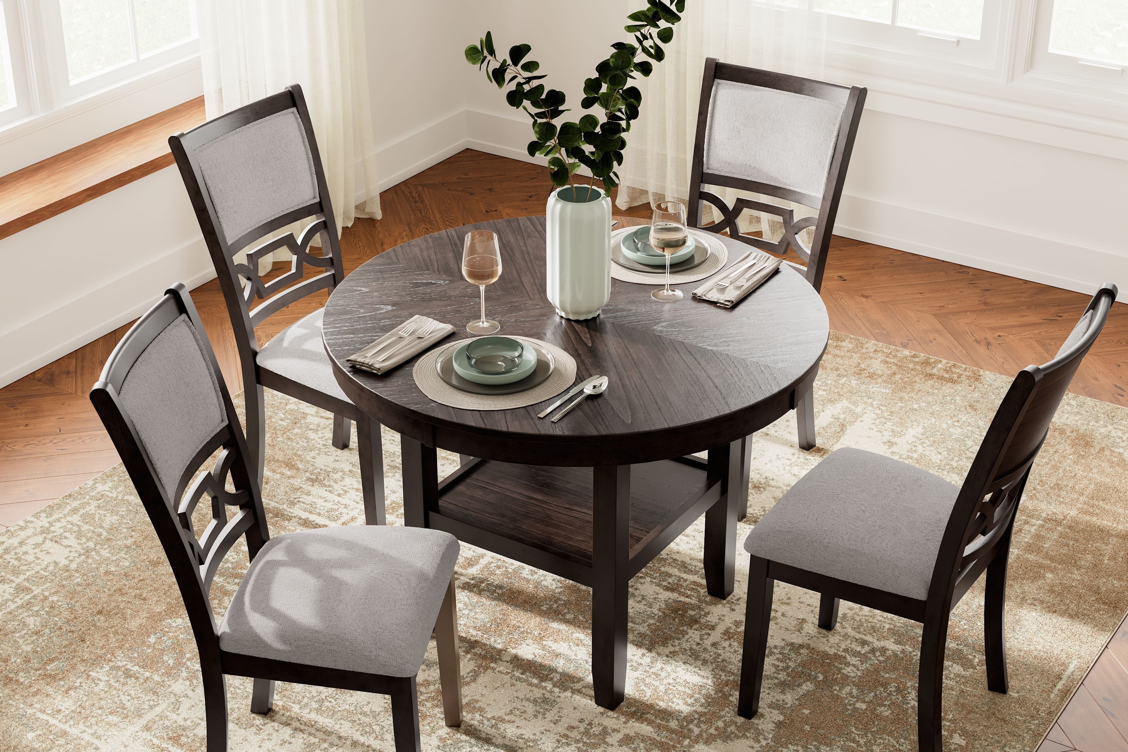Langwest - Dining Room Table Set (Set of 5) - Brown