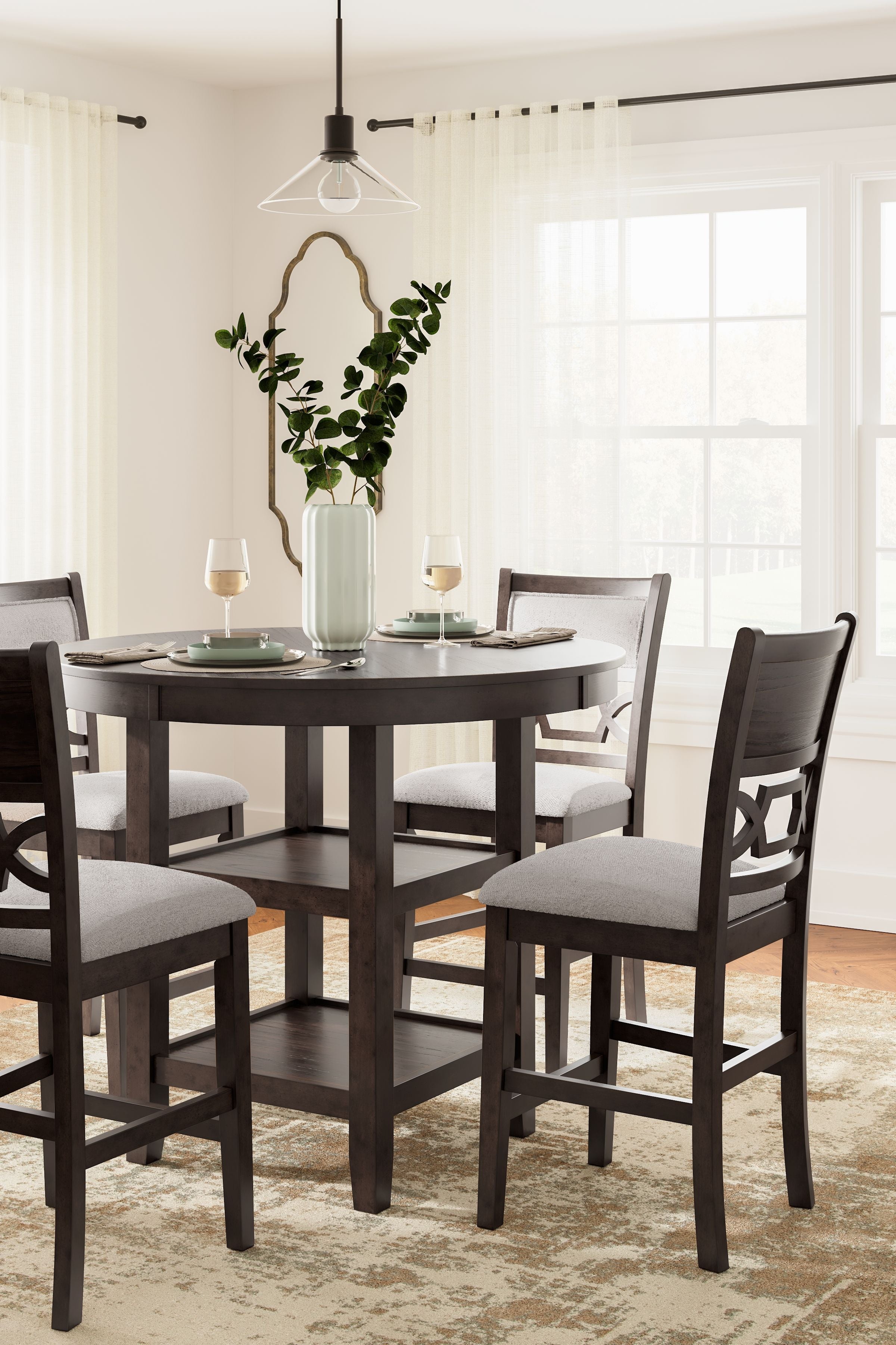 Langwest - Dining Room Counter Table Set (Set of 5) - Brown