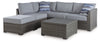 Petal Road - Loveseat Sectional, Ottoman, Table Set (Set of 4) - Gray