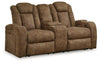Wolfridge - Power Reclining Loveseat With Console /Adj Hdrst - Brindle