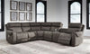 Hoopster - Zero Wall Power Recliner with Console 6 Pc Sectional - Gunmetal