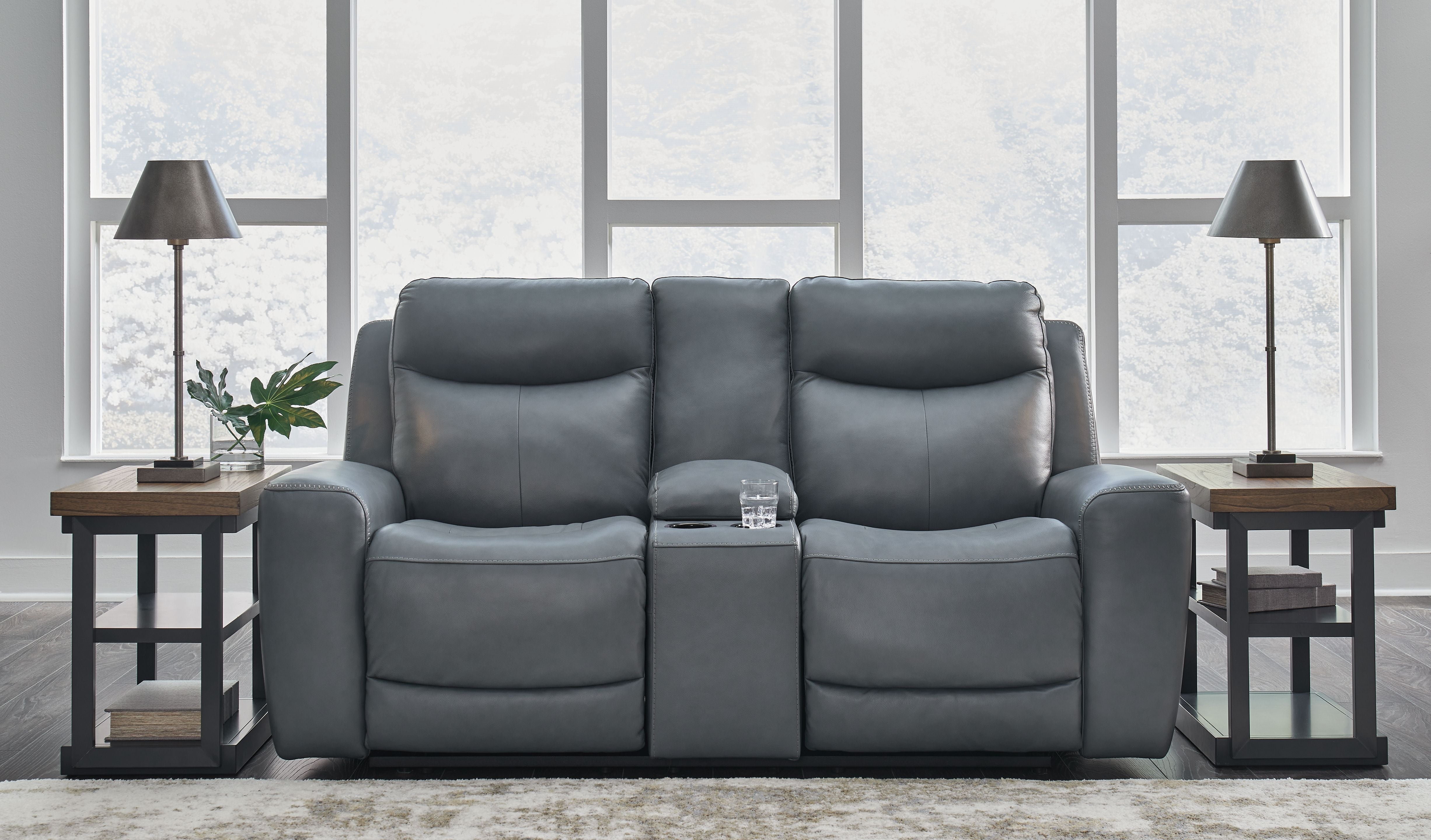 Mindanao - 2 Pc. - Power Reclining Sofa, Power Reclining Loveseat with Console - Steel