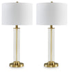 Orenman - Glass Table Lamp (Set of 2) - Clear / Brass Finish