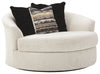 Cambri - Oversized Round Swivel Chair - Snow